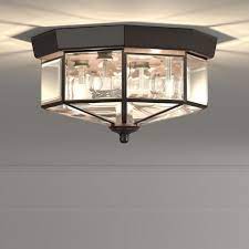 Progress Lighting Beveled Glass 4 Light 11inch Antique Bronze Flush Mount Ceiling Light - Afbeelding 4